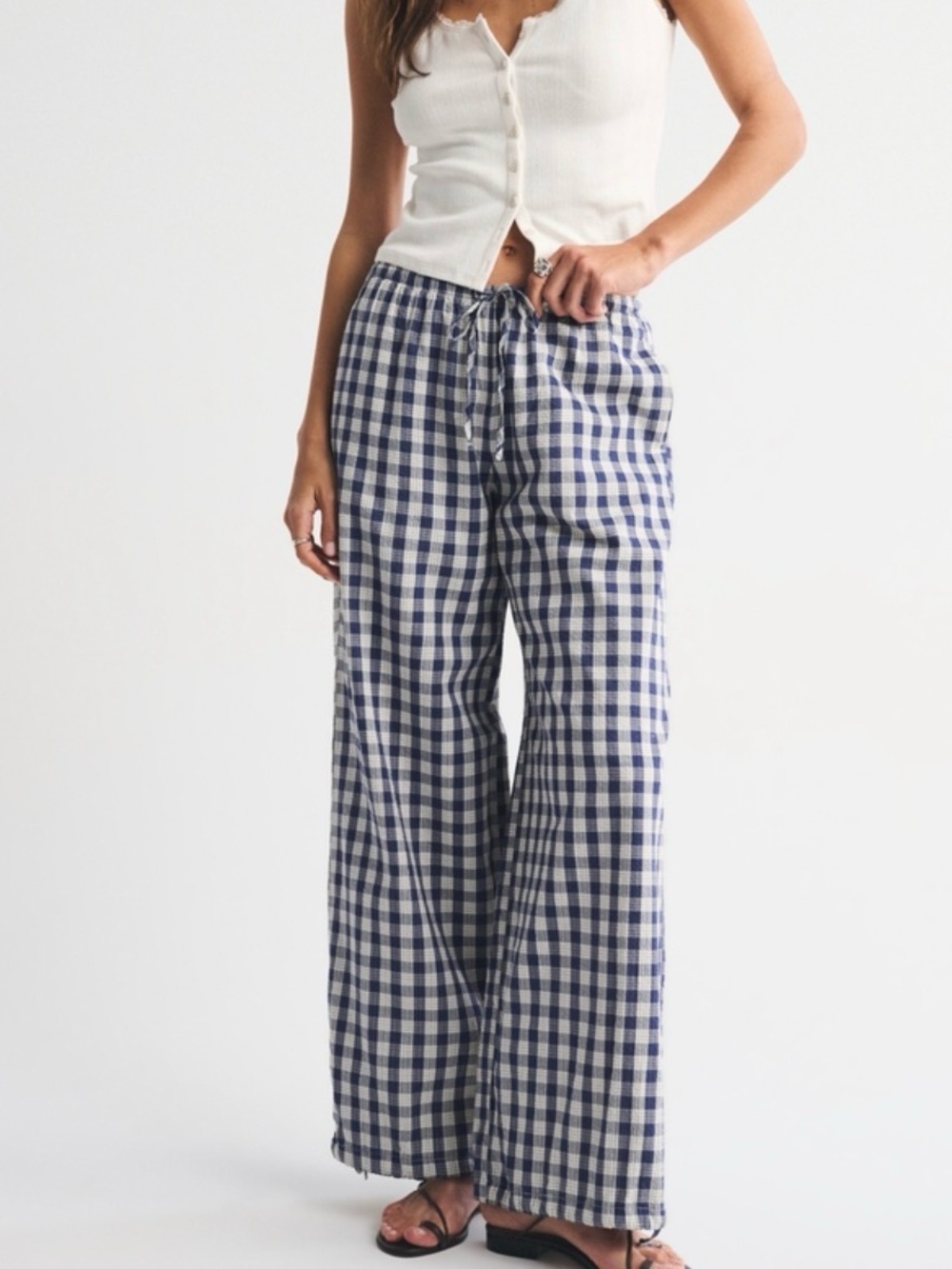 NWT Abercrombie & Fitch Convertible Seersucker Balloon Pull On Pant (S) - Picture 3 of 8
